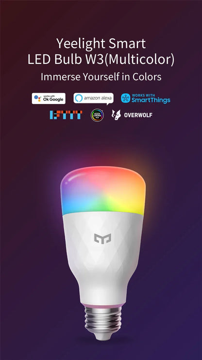Global Version Yeelight Smart LED Bulb W3 E26 WiFi Connection Dimmable Voice Control Compatible with Mijia Google Home