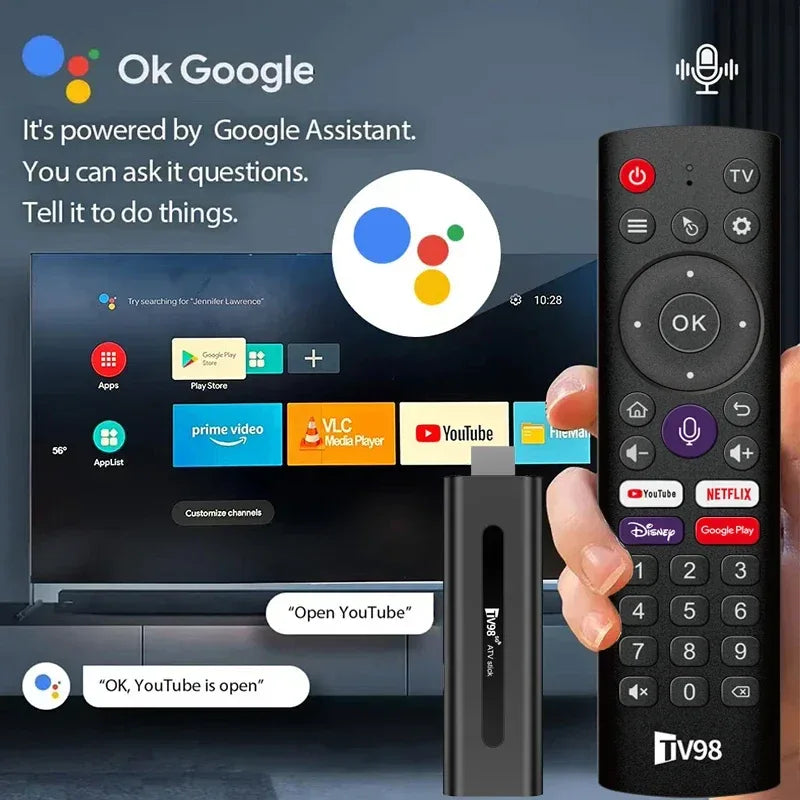 Android TV Stick Set Top Box 8K Dual WiFi 6 Quad Core BT5.0 HDR+10 Google Assistant for Netflix YouTube iptv H313 Media Player