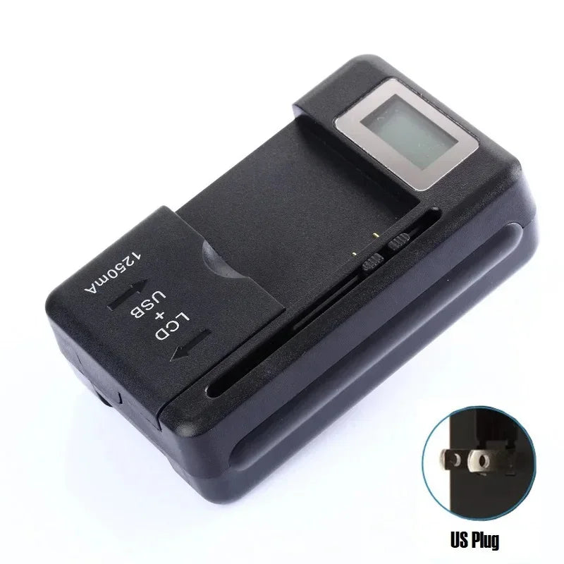 Mobile Battery Charger Universal LCD Indicator Screen USB-Port For Cell Phone Chargers 32-55mm Battery Charging US UK EU Plug