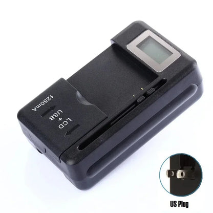 Mobile Battery Charger Universal LCD Indicator Screen USB-Port For Cell Phone Chargers 32-55mm Battery Charging US UK EU Plug
