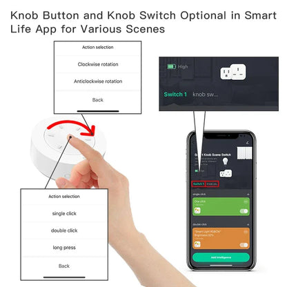 Tuya ZigBee Smart Knob Scene Switch Wirelessly Controls Lights Curtains And Switches Via The Tuya Smart app
