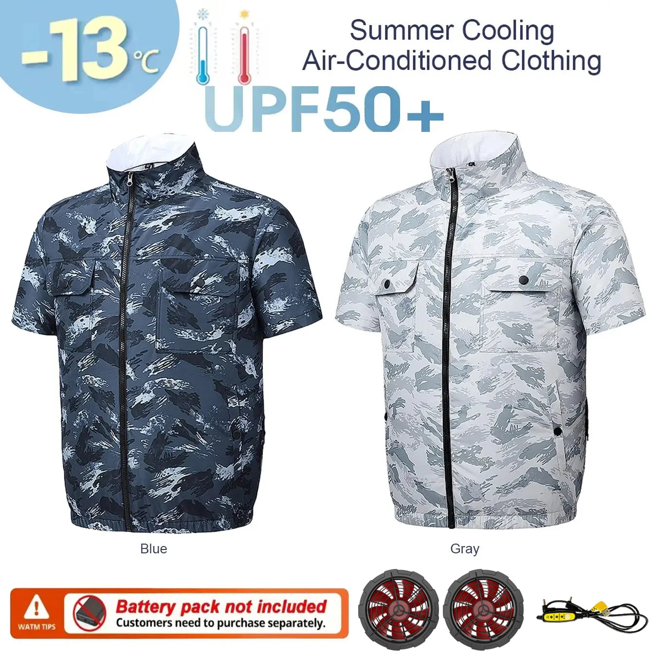 New Summer Men's Short Sleeve USB Fan Cooling Jacket for Outdoor Work Fishing, Cooling Vest for Heat Relief