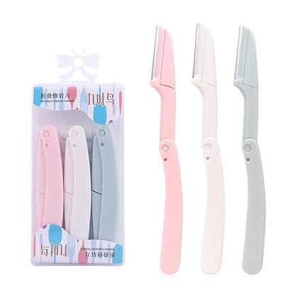 3pcs Fold Eyebrow Trimmer Scissors Hair Remover Eyebrow Comb Razor Eyebrow Clip Makeup Tools Face Razor for Women
