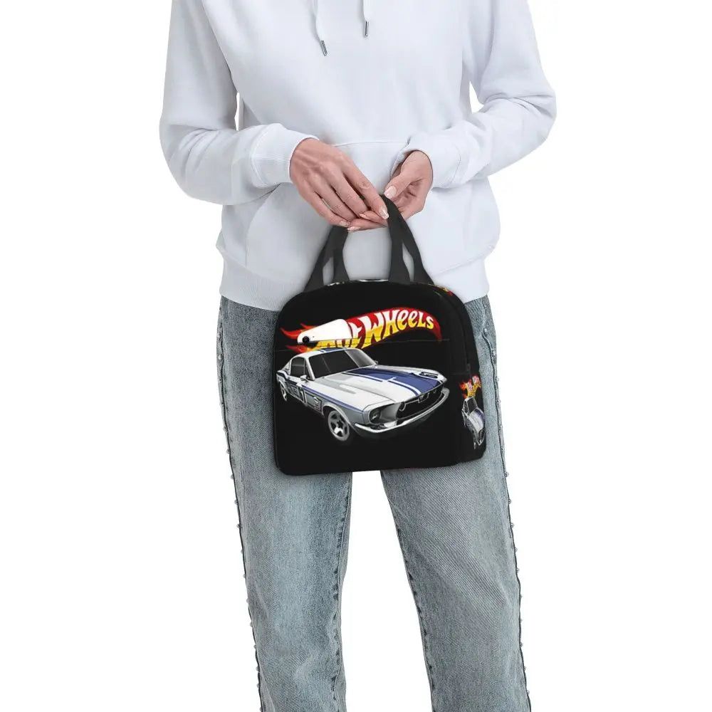 Custom Hot Wheels For Fans Thermal Insulated Lunch Bag Cartoon Sport Car Portable Lunch Container Travel Multifunction Food Box