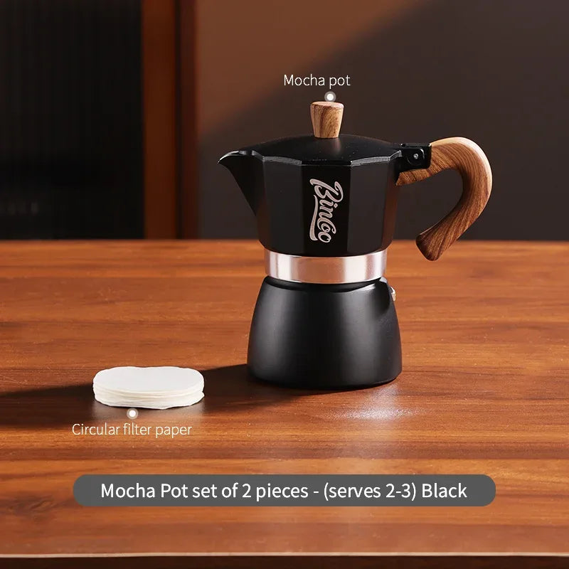 Bincoo Moka Pot and Electric Stove Combo Espresso Maker Compact Design for Small Spaces for Rich Italian Style Coffee Brewing