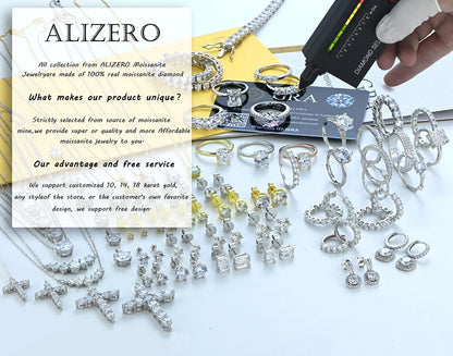 ALIZERO 1.5mm D Color Moissanite Ring with GRA 925 Sterling Sliver Plated 18k White Gold Wedding Rings for Women Fine Jewelry