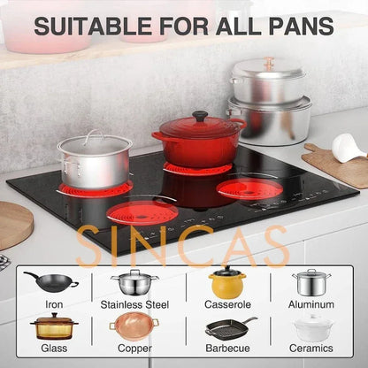 4-Burner Built-in Touchscreen Induction Cooktop Timer High-Power Glass Panel Explosion Proof EfficiencyCommercial Household