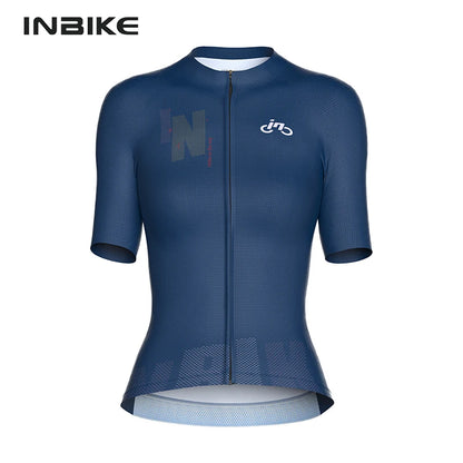 INBIKE Summer New Bicycle Short Sleeve Jersey Quick Drying Women's MTB Cycling Jersey Breathable Biking Clothing with 3 Pockets