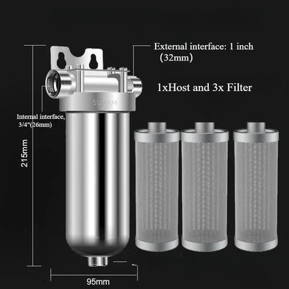 Whole House Well Water Filter for Household, 304 Stainless Steel Pre Filter with High Flow & Backwashing Function
