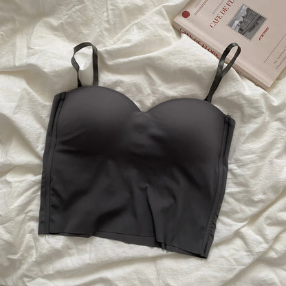 Seamless Camisole for Women Fitness Crop Tops Summer Thin Elegant Sexy All-match Casual One-piece Ice Silk Underwear Tanks Top