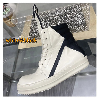 Ro Shoes Men Leather 2025 New Earthy Grey Cow Suede Lace Up Zipper Thick Sole Luxury Geo Women Street Hip-hop Casual Flat Boots