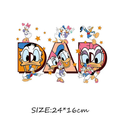 Mom Life Mother's DAY DAD Alphabets Mickey Minnie Iron on Transfers Heat Press Stickers for Clothes