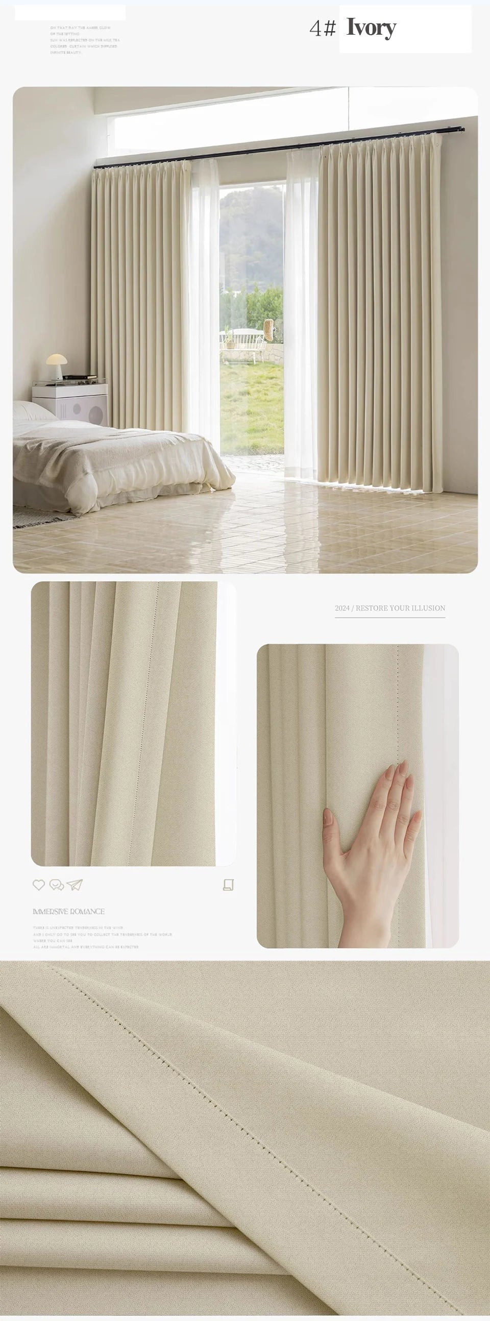 Custom size 300cm Height 80-95% shading Rate Blackout Curtain for Bedroom Window Living Room Drapes,Front and Back Color Same