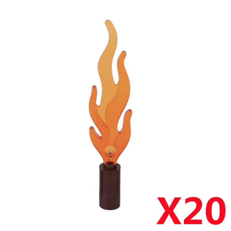 MOC Medieval Campfire Building Block Flame Wave Candle Transparent Wine Bottle Educational Toy Compatible Accessories Brick K054