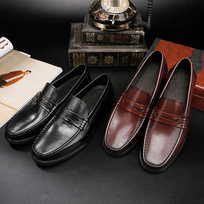 Vintage Top Layer Genuine Leather Slip on Loafers Breathable Moccasins Driving Design Casual Cowhide Shoes for Men
