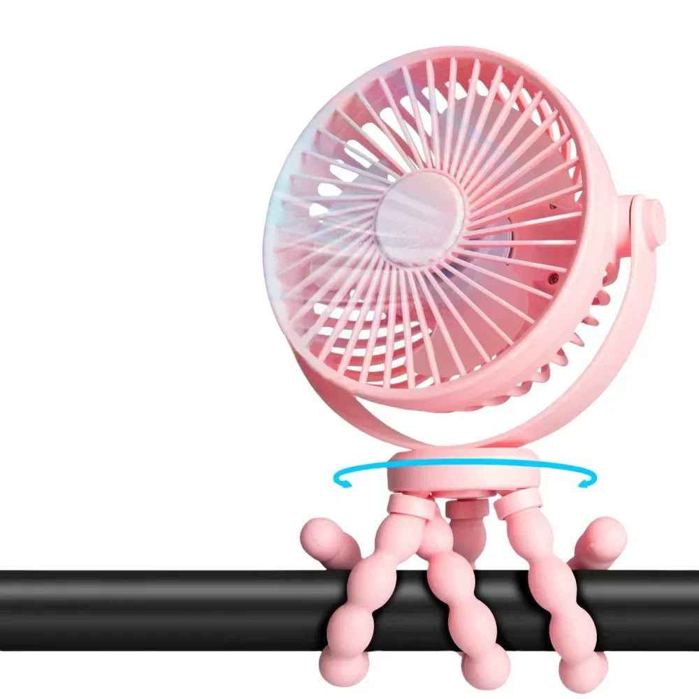 Mini Portable Stroller Fan,3 Speed Rechargeable,360° Rotate Flexible Tripod Better Cooling for Car Seat Crib Treadmill 5000mAh