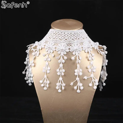 Gothic Victorian Black Lace Necklace Women Girl Boho Crystal Tassel Sexy Lace Choker Steampunk Dark Loli Style Halloween Jewelry