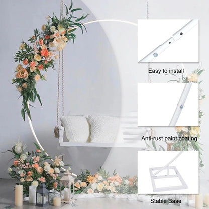 Round Wedding Arch Frame Circle Flower Balloon Archway Backdrop Stand Background Decoration for Birthday Party Christmas Events