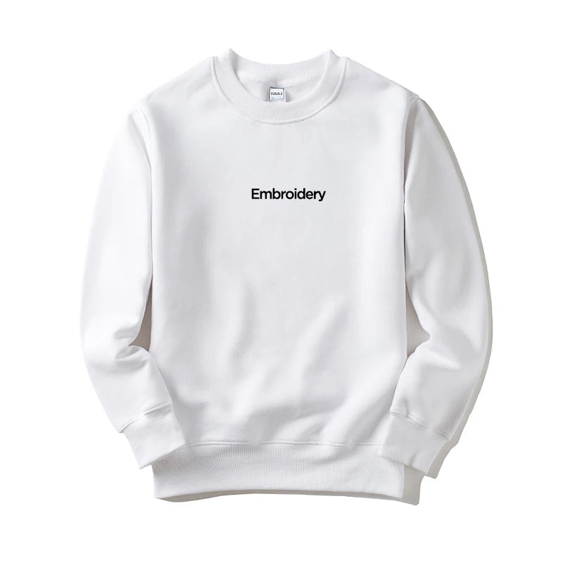 Custom Embroidery Cotton Sweatshirt Customized Brand Design Company Logo Text Men Women Thick Fleece Warm Quality Clothes 350gsm