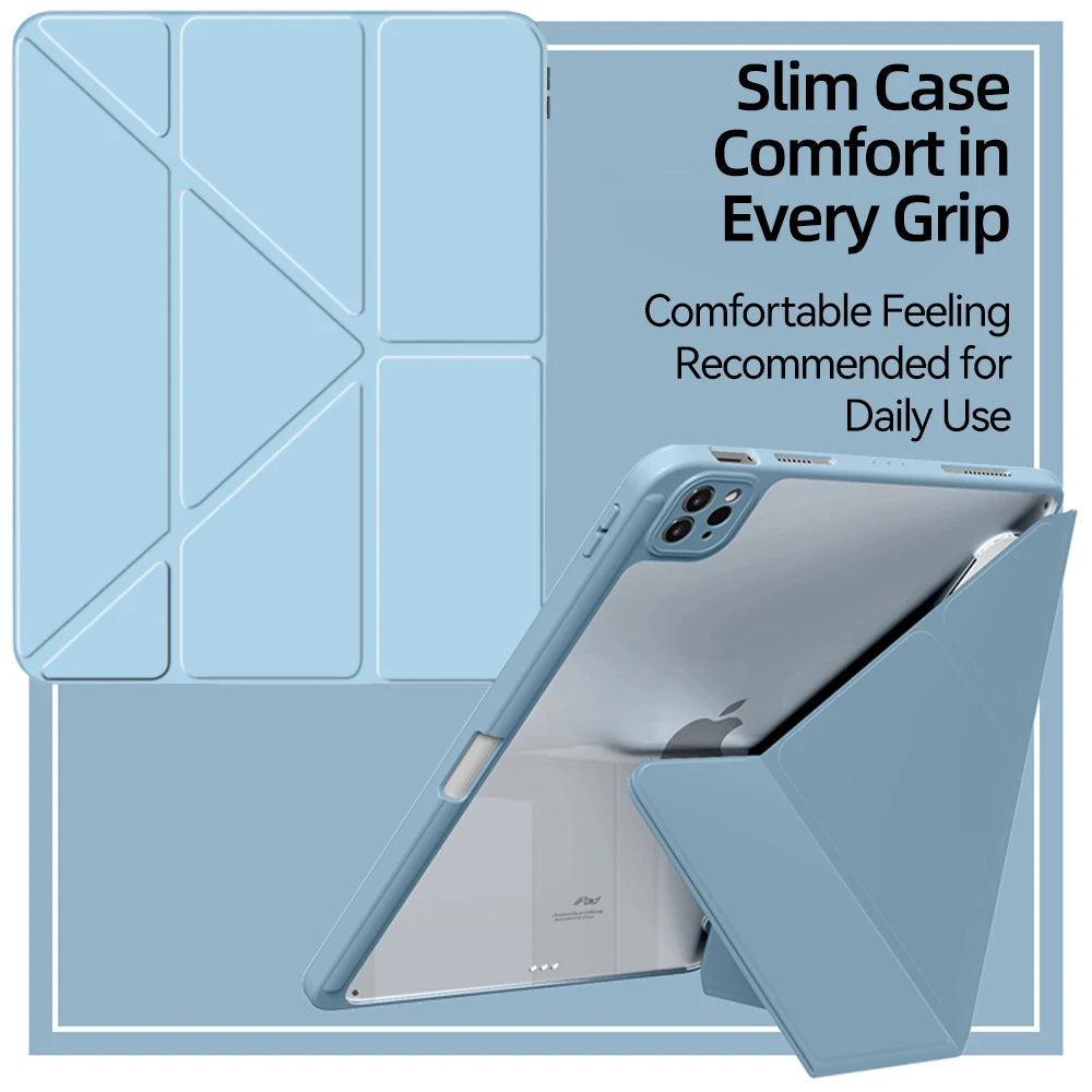 For iPad Case 2024 Air 11 13 M2 Pro 11 13 for 10 Gen Pro 10.5 10.2 9th 8th 6th 5th 9.7 Mini 6 Acrylic Smart Case with Pen Holder