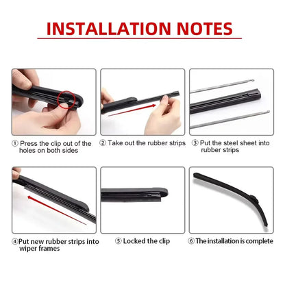 6mm Car Wiper Blade Replacement Strip Boneless Rubber Strip Frameless Wiper Rubber Strip Accessory 26 "28" 30 "32" Inch 2PCS
