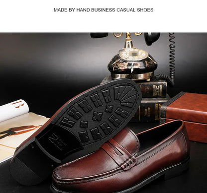 Vintage Top Layer Genuine Leather Slip on Loafers Breathable Moccasins Driving Design Casual Cowhide Shoes for Men
