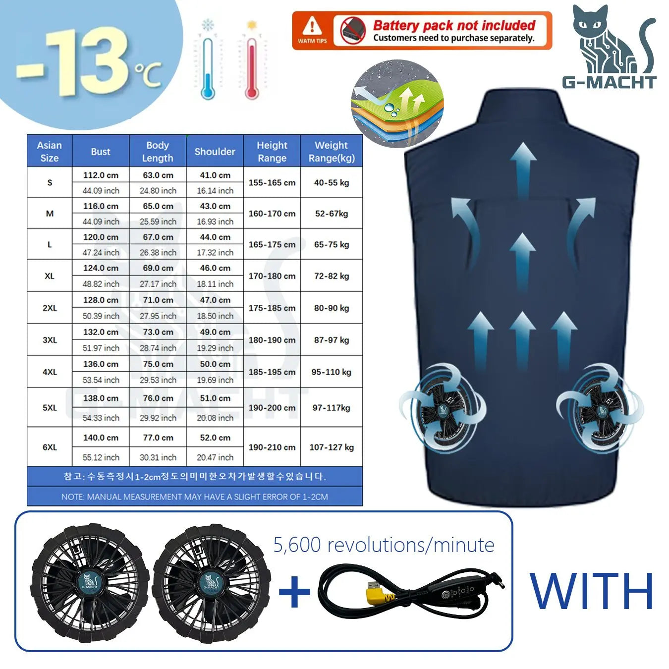 Summer Cooling Vest Men USB Charging Fan Sleeveless Jacket Air Conditioning Clothing Breathable Cool Working Coat for Outdoor Wo