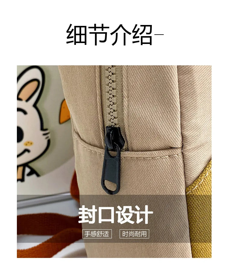 New Embroidery Sun Long Neck Small Dinosaur Backpack Hook Hair Embroidered Cartoon Canvas Kindergarten Children Backpack
