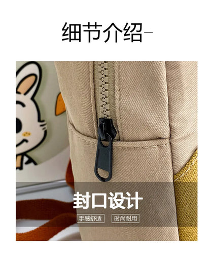 New Embroidery Sun Long Neck Small Dinosaur Backpack Hook Hair Embroidered Cartoon Canvas Kindergarten Children Backpack