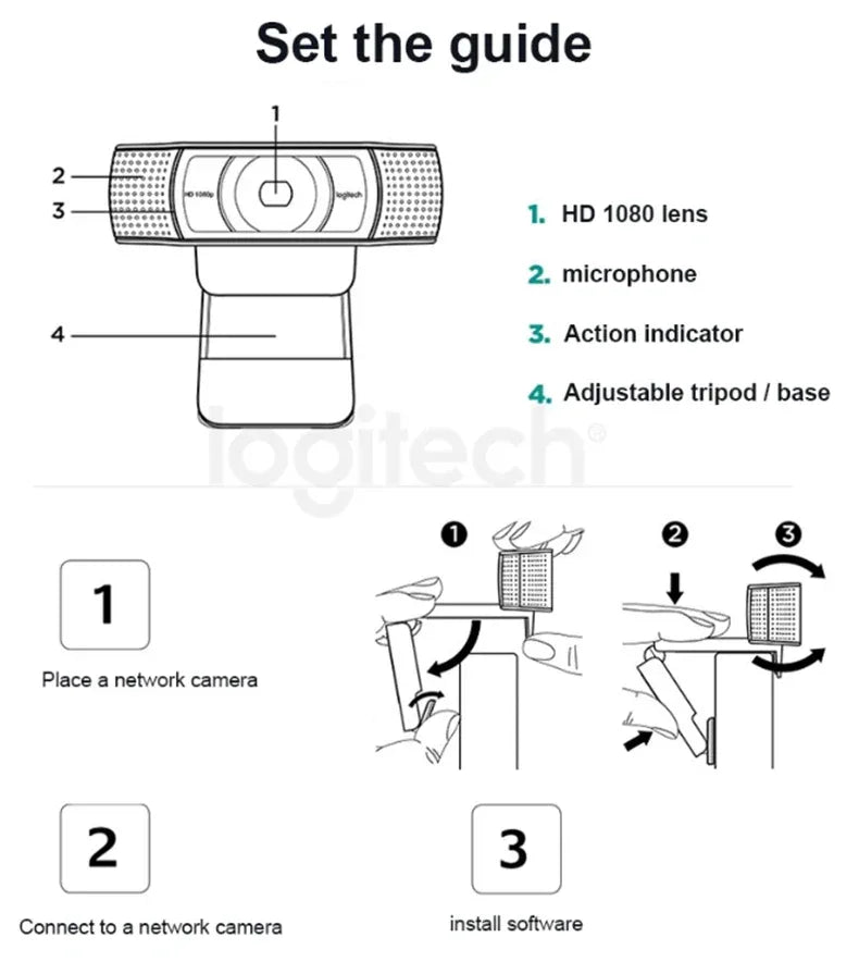 Logitech C920e HD Pro Webcam Widescreen Video Chat Recording USB Smart 1080p Web Camera For Computer C920 Upgrade Version CMOS