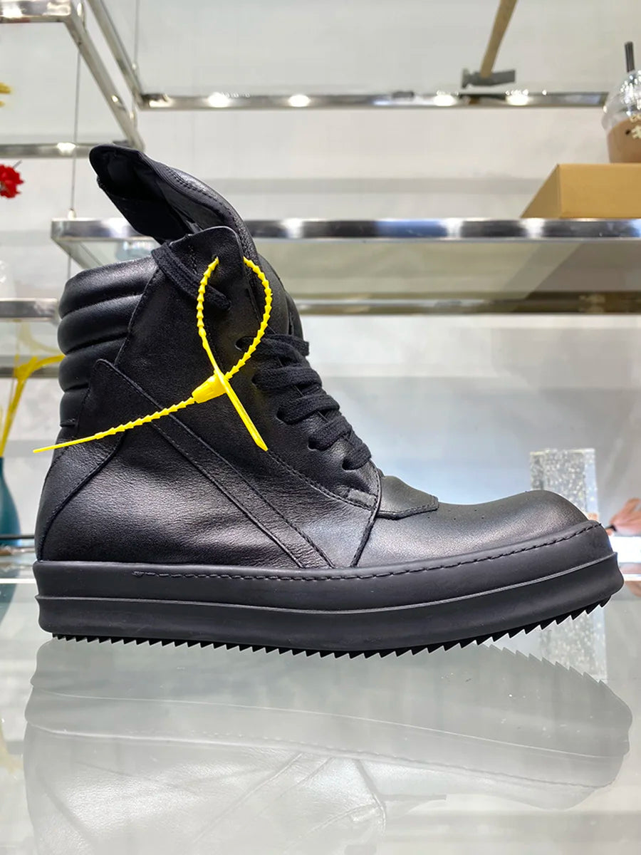 Ro Shoes Men Leather 2025 New Earthy Grey Cow Suede Lace Up Zipper Thick Sole Luxury Geo Women Street Hip-hop Casual Flat Boots