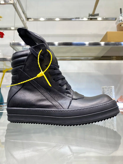 Ro Shoes Men Leather 2025 New Earthy Grey Cow Suede Lace Up Zipper Thick Sole Luxury Geo Women Street Hip-hop Casual Flat Boots