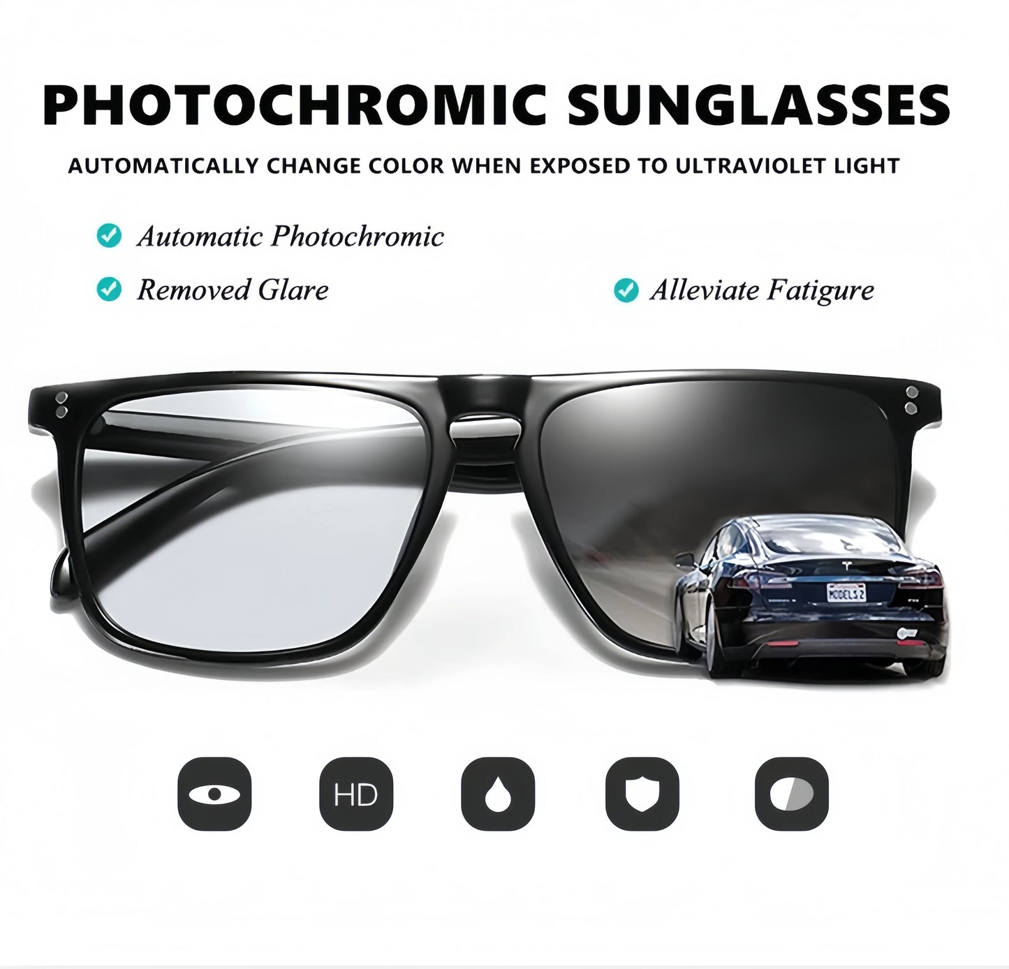 Fashion Blue-Light Shifting Sunglasses Micro-Rivet Design for Driving & Urban Escape Anti-Glare Daily Travel Essentials