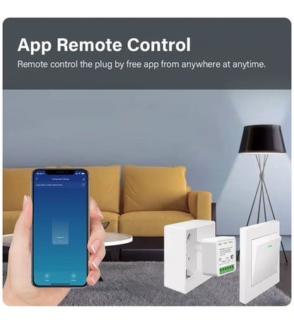 AUBESS Tuya WiFi Smart Switch 16A DIY Breaker Relay Module Smart Home Smart Life App 2 Way Remote Control Via Alexa Google Home