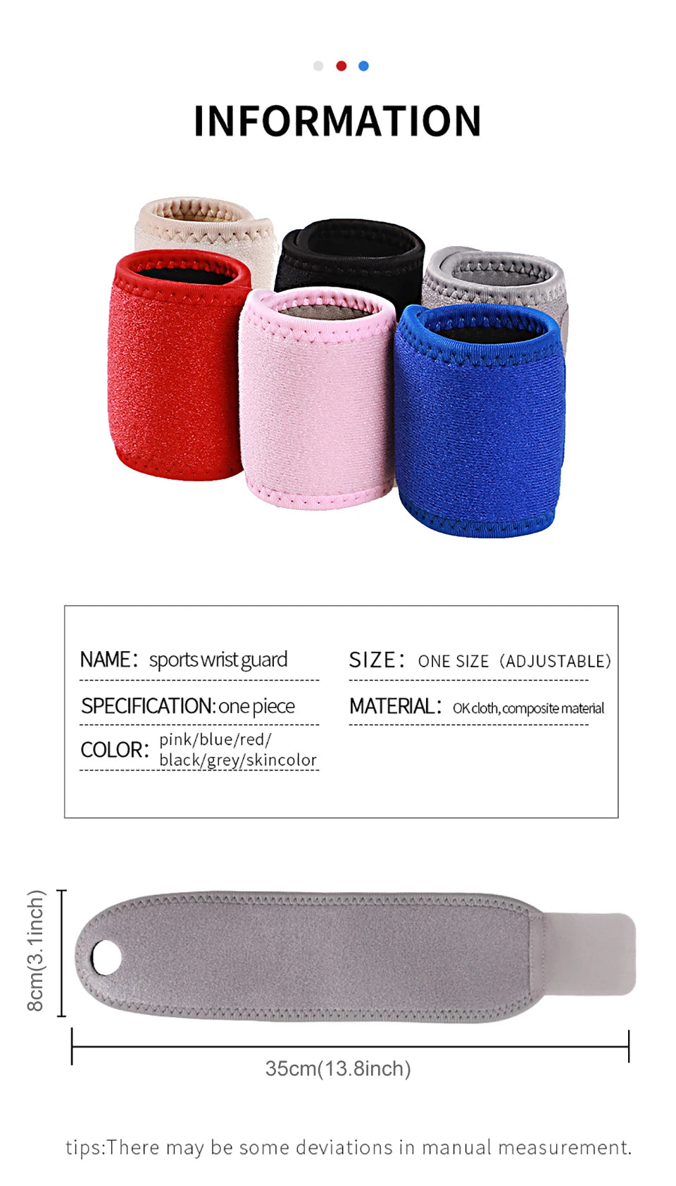 GOBYGO 1Pcs Wrist Support Sport Fitness Wristband Training Safety Hand Bands Sprain Gym Wrist Thumb Support Straps Wraps Bandage