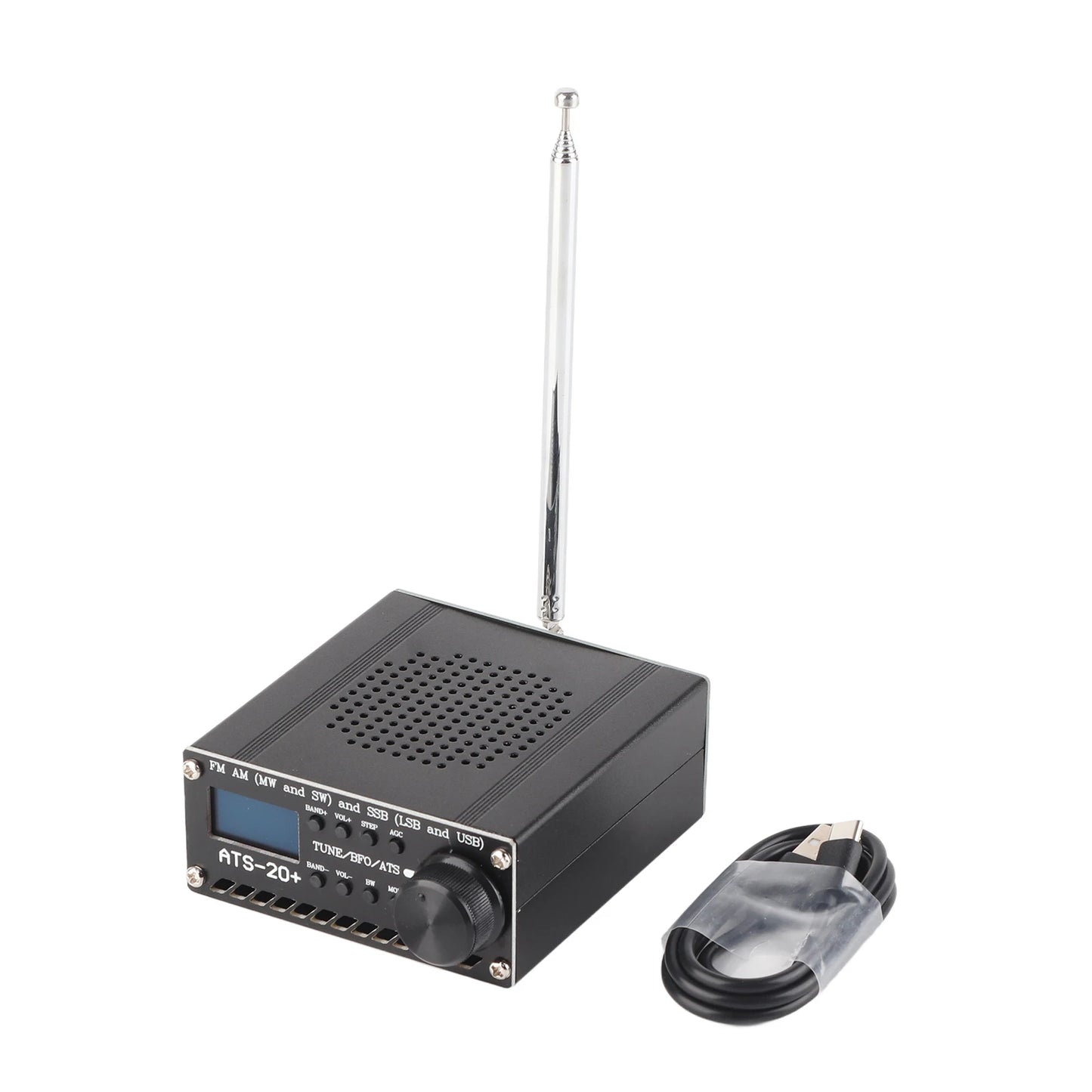 Full Band Radio Receiver AM LW MW SW SSB LSB USB Scanner Portable with Antenna ATS-20+ Si4735 Electronic Components