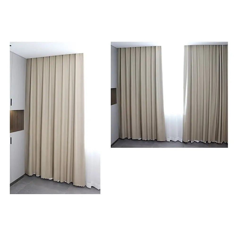 1Pcs Full Blackout Partition Blackout Curtain Polyester Fabric Beige Window Door Curtain High Shading Protection
