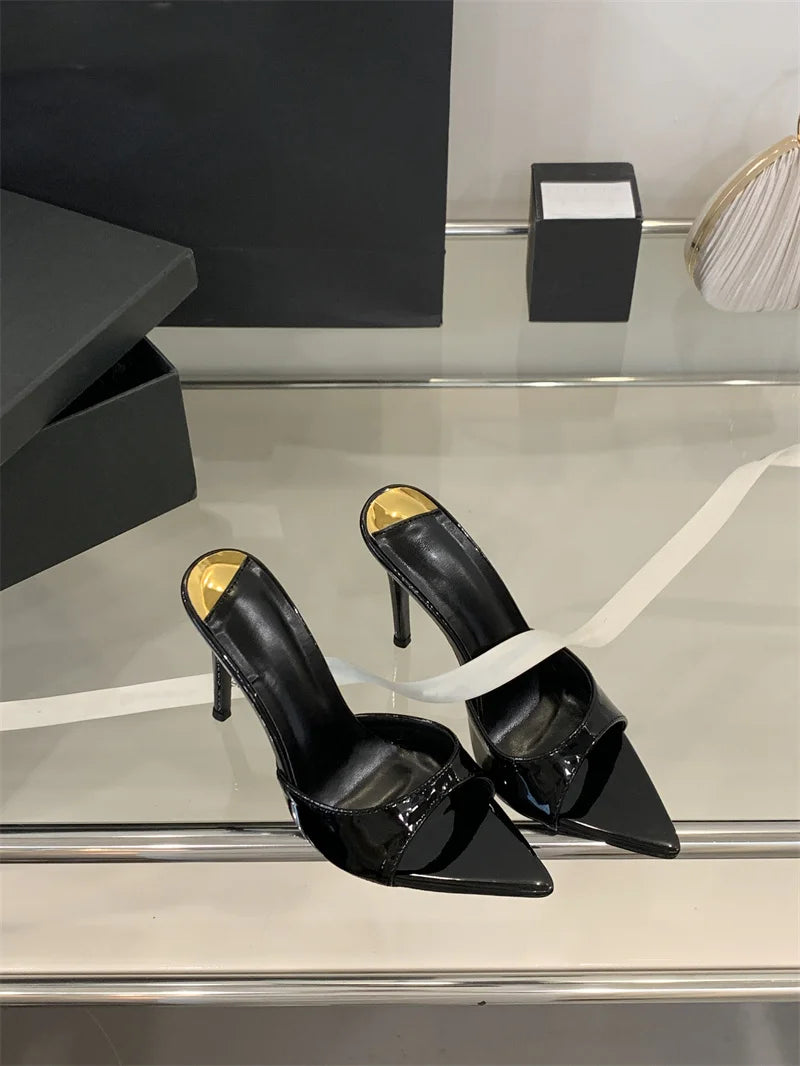 Hlieny 2026 Summer Fashion Stiletto Heels Women Pointed Toe Slippers Banquet Dress Sandals Party Wedding Mule Slides Shoes