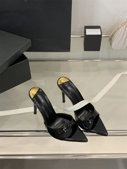 Hlieny 2026 Summer Fashion Stiletto Heels Women Pointed Toe Slippers Banquet Dress Sandals Party Wedding Mule Slides Shoes