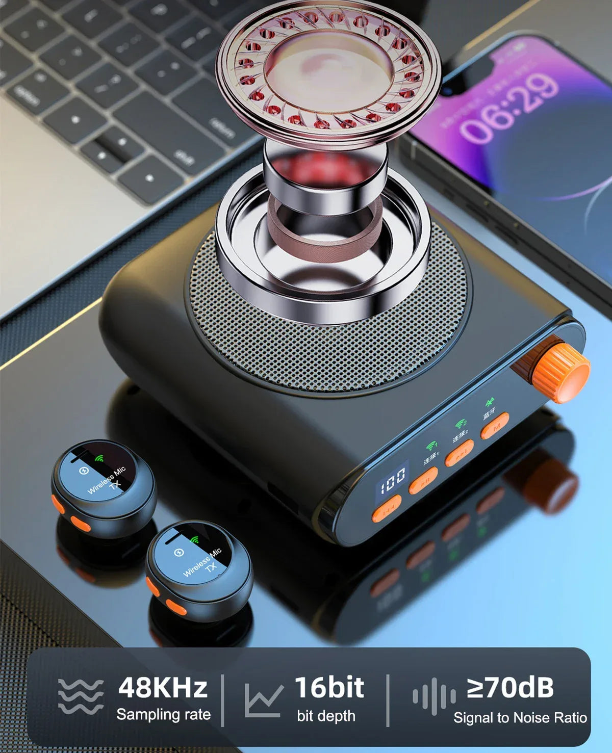 Portable Magnetic Megaphone Voice Amplifier Mini Audio Speaker with Microphone Rechargeable Loudspeaker for Teachers Tour Guider