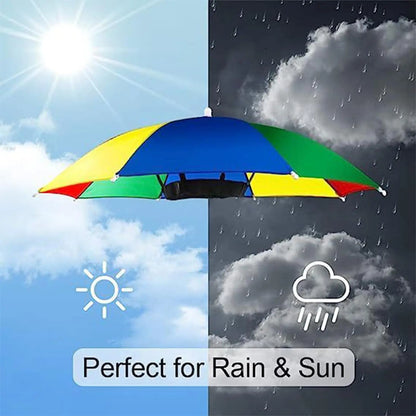 Foldable Head Umbrella Hat Portable Foldable Rain Umbrella Hat Outdoor Fishing Sunshade Hat for Golf Gardening Camping