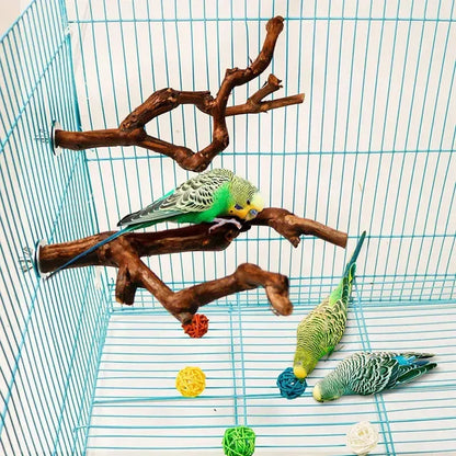 1Pc Pet Standing Stick Wild Grape Wood Pole Parrot Cockatiel Parakeet Station Board Bite Claw Grinding Toy Bird Cage Accessories