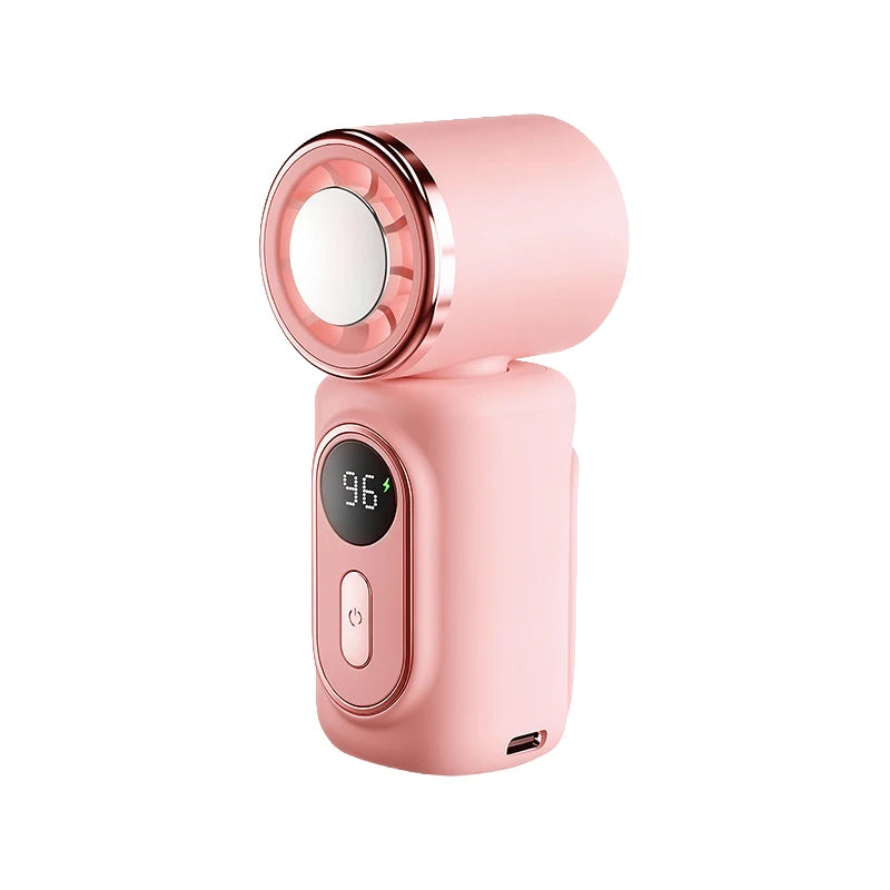 Mini Ice Compress Fan High Speed Cooling Ice Pack Fan 3000mAh 5 Speeds 180°Adjustable LED Display USB Rechargeable Portable Fans