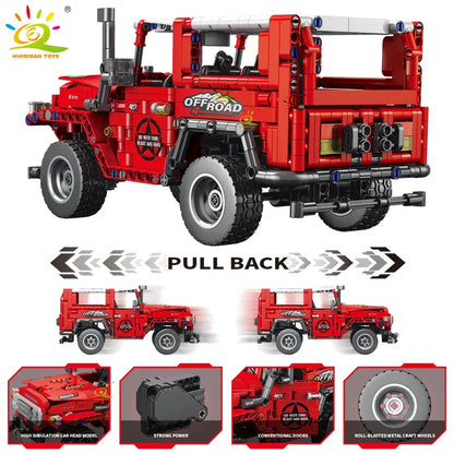 HUIQIBAO 1:14 Off-road Vehicle Racing Car Technical Model Building Block MOC Truck Brick Children City Construction Toy Boy Game