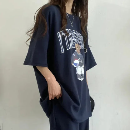 Cartoon Long Sleeve Tracksuits autumn Fashion Casual Sportswear Two Piece Pants Sets Female Large Size Women Suits 2024
