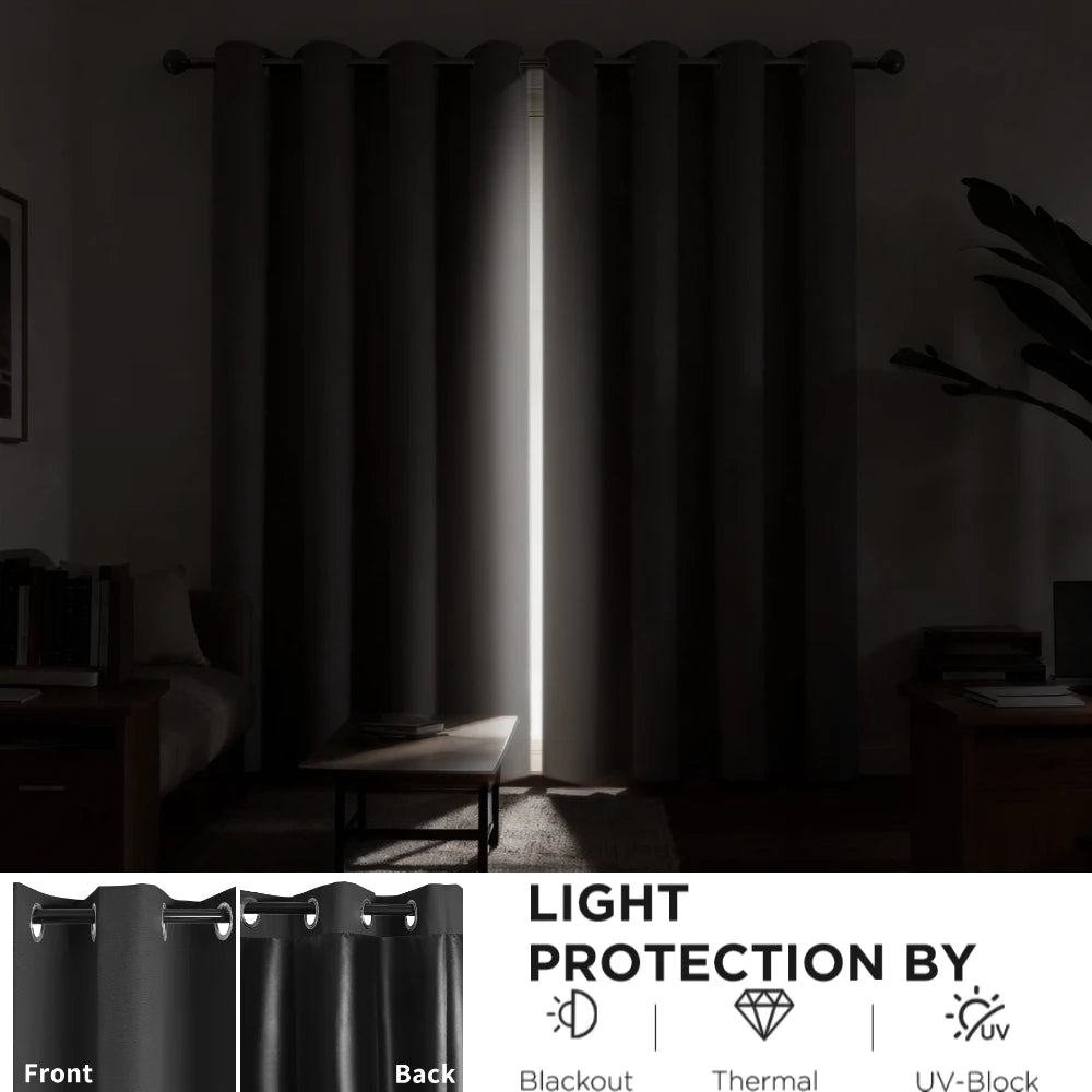 Blackout Thermal Curtains for Bedroom Drop Eyelet Curtains for Living Room Weave Textured Light Blocking Window Curtain Drapes