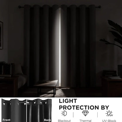 Blackout Thermal Curtains for Bedroom Drop Eyelet Curtains for Living Room Weave Textured Light Blocking Window Curtain Drapes