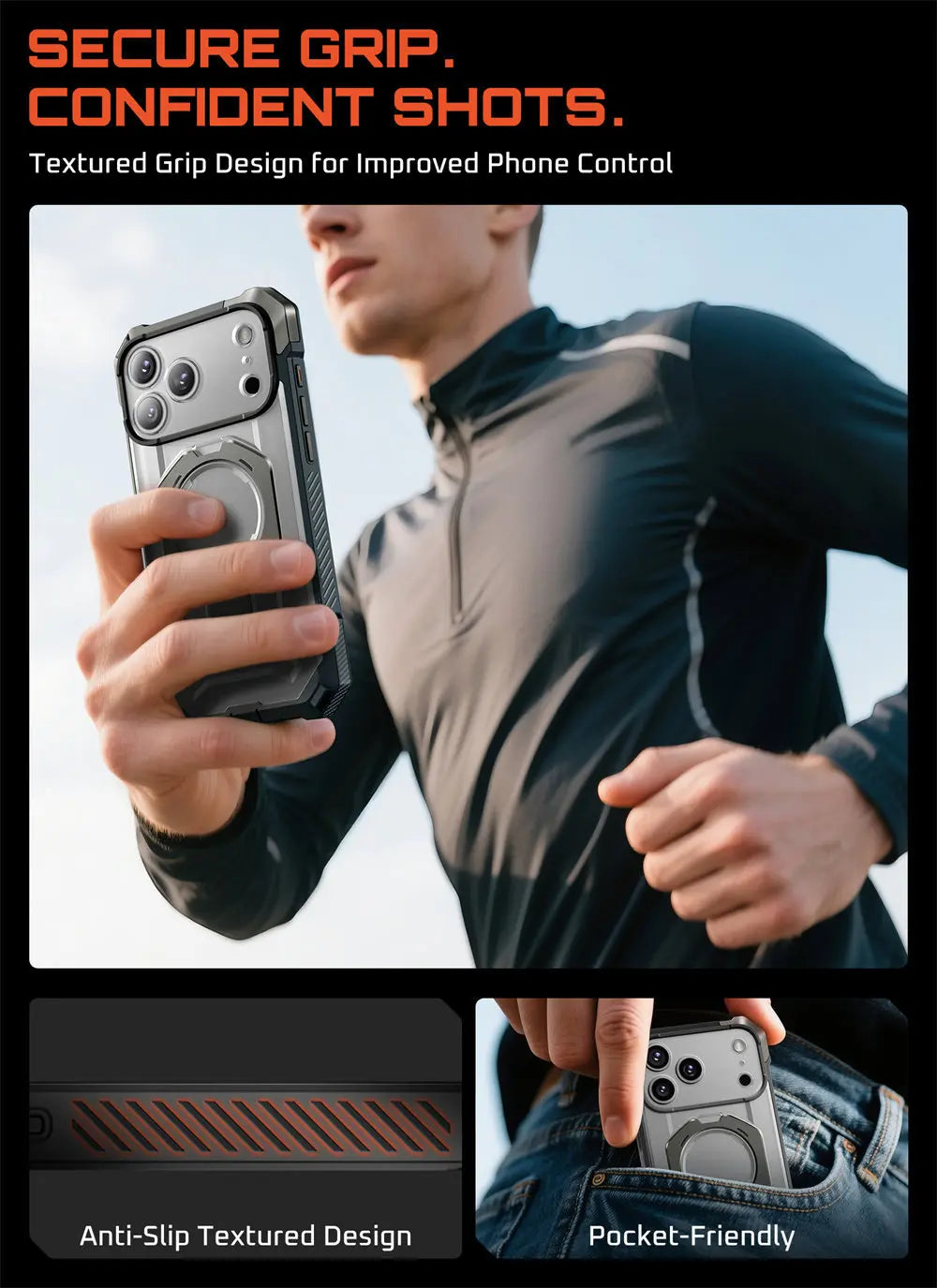 SUPCASE For iPhone 17 Pro Max Case with Camera Control Capture Button UB Grip Heavy Duty Rugged Magnetic Phone Case with Stand