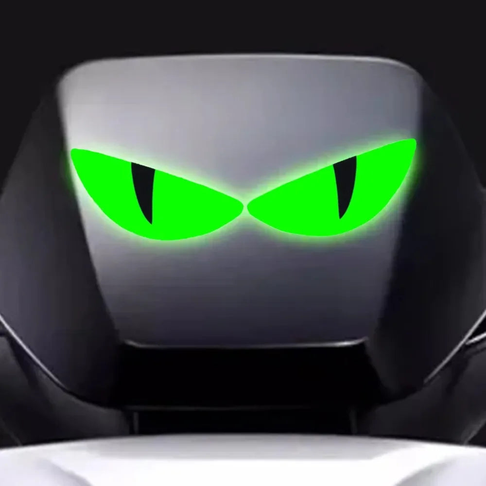 Luminous Eyes Car Stickers Green Glowing Devil's Eye Car Motorcycle Headlight Styling Sticker 3D Drip Glue Cat Eye Decoration
