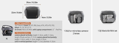 PGYTECH OneGo Solo V2 Camera Shoulder Bag 4L 6L 10L Crossbody Camera Sling Bag Outdoor Travel Bag For Sony /Canon/ Nikon